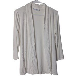 Nine West Cardigan Women's Size M White Open Front Lightweight Knit Classic Work